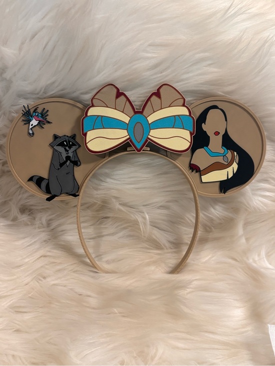 Native Woman and Animals 3-D Ear Headband with Bow - Handcrafted main image 2